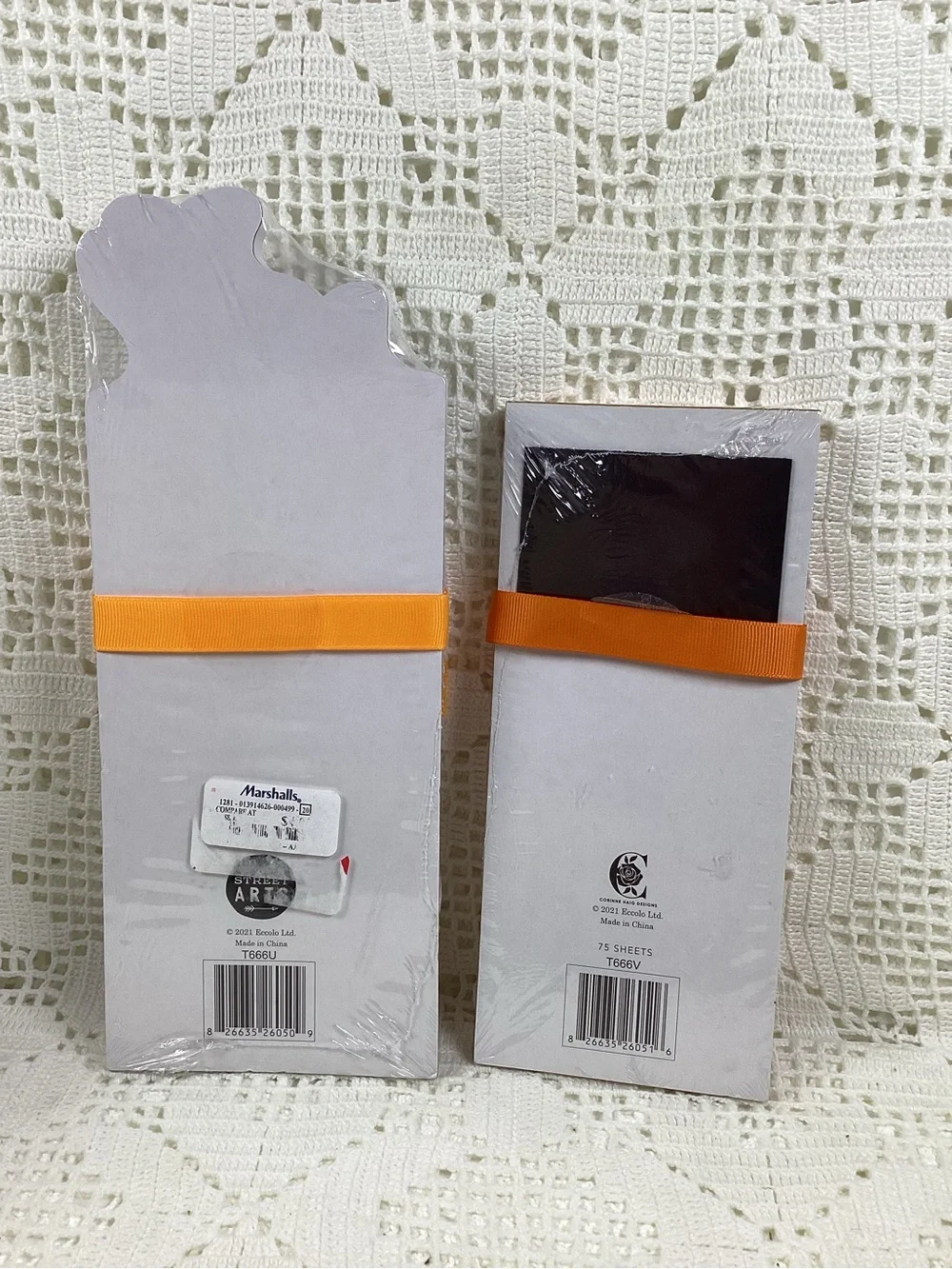 Halloween Bat & Bone Orange Notepad Set